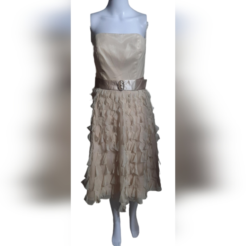 White House Black Market Strapless Cream Dress